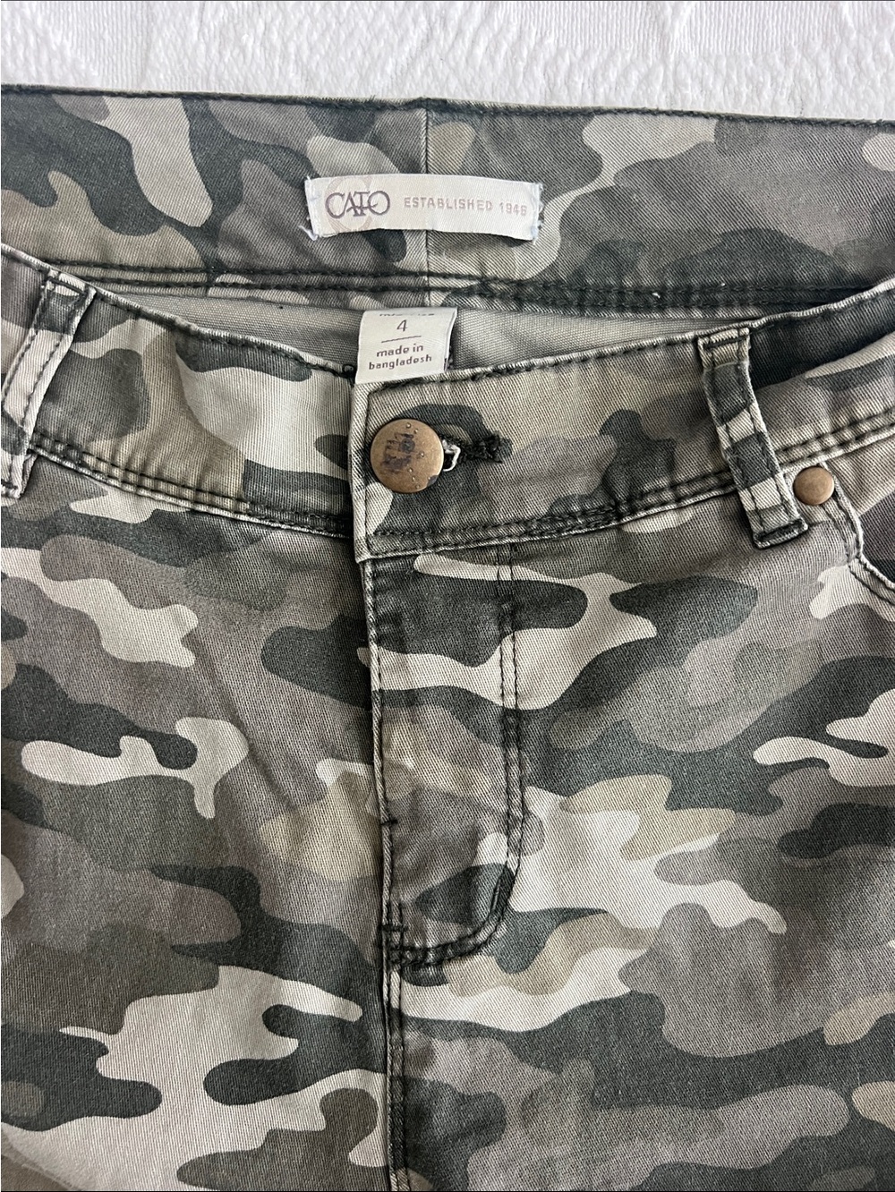 Cato Women's Skinny Camo Jeans in Olive and Gray